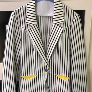 Fun black and white striped blazer with accents
